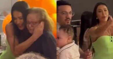 Gracyanne Barbosa aparece ao lado de Belo em aniversário de ex-sogra: “Família reunida”