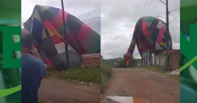 VÍDEO: Balão que fazia voos em evento cai em área residencial na cidade de São Sebastião do Passé