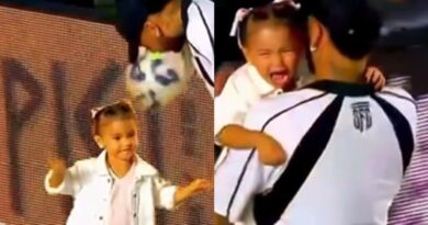 VÍDEO: Filha de Neymar leva bolada no rosto durante jogo do Santos e deixa gramado aos prantos