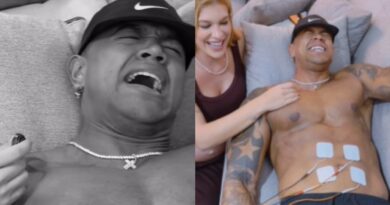 VÍDEO: Léo Santana “sofre” em experimento com aparelho que simula contrações do parto
