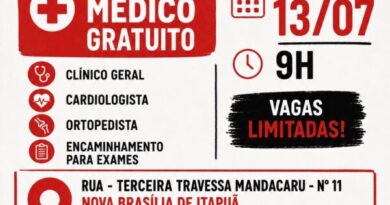 Atendimento médico gratuito será realizado na Nova Brasília de Itapuã nesta segunda-feira (13)  