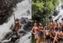 Juliana Paes curte banho de cachoeira com a família durante estadia em Itacaré, na Bahia
