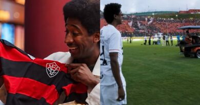 Evaldo Macarrão, de ‘Coração Acelerado’, ganha homenagem do Vitória após visita ao Barradão: “Minha criança em êxtase”